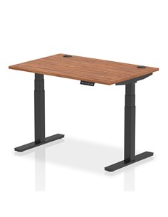 Dynamic Air 1200 x 800mm Height Adjustable Office Desk Walnut Top Cable Ports Black Leg HA01209