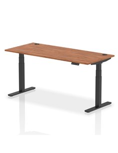 Dynamic Air 1800 x 800mm Height Adjustable Office Desk Walnut Top Cable Ports Black Leg HA01212