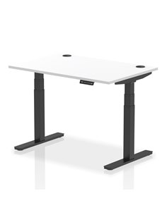 Dynamic Air 1200 x 800mm Height Adjustable Office Desk White Top Cable Ports Black Leg HA01213