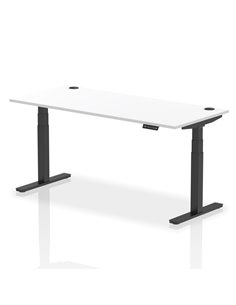 Dynamic Air 1800 x 800mm Height Adjustable Office Desk White Top Cable Ports Black Leg HA01216