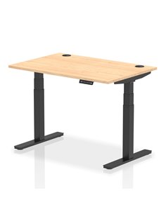 Dynamic Air 1200 x 800mm Height Adjustable Office Desk Maple Top Cable Ports Black Leg HA01217