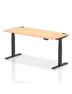 Dynamic Air 1800 x 800mm Height Adjustable Office Desk Maple Top Cable Ports Black Leg HA01220