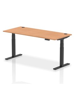 Dynamic Air 1800 x 800mm Height Adjustable Office Desk Oak Top Cable Ports Black Leg HA01224