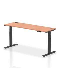 Dynamic Air 1800 x 600mm Height Adjustable Office Desk Beech Top Cable Ports Black Leg HA01228