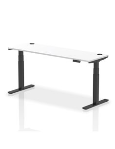 Dynamic Air 1800 x 600mm Height Adjustable Office Desk White Top Cable Ports Black Leg HA01236