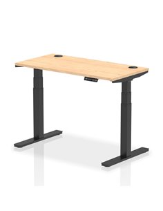 Dynamic Air 1200 x 600mm Height Adjustable Office Desk Maple Top Cable Ports Black Leg HA01237