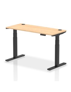 Dynamic Air 1400 x 600mm Height Adjustable Office Desk Maple Top Cable Ports Black Leg HA01238
