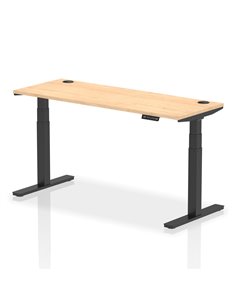 Dynamic Air 1600 x 600mm Height Adjustable Office Desk Maple Top Cable Ports Black Leg HA01239