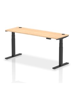 Dynamic Air 1800 x 600mm Height Adjustable Office Desk Maple Top Cable Ports Black Leg HA01240