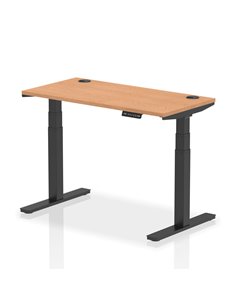 Dynamic Air 1200 x 600mm Height Adjustable Office Desk Oak Top Cable Ports Black Leg HA01241