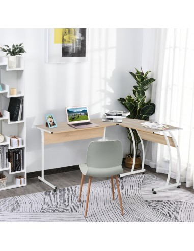 Homcom L-Shape Corner Computer Desk, Natural