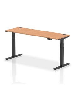 Dynamic Air 1800 x 600mm Height Adjustable Office Desk Oak Top Cable Ports Black Leg HA01244