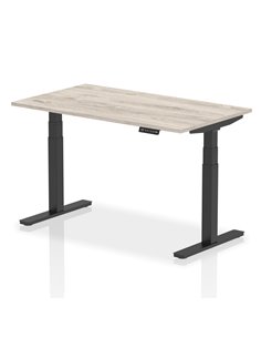 Dynamic Air 1400 x 800mm Height Adjustable Office Desk Grey Oak Top Black Leg HA01246