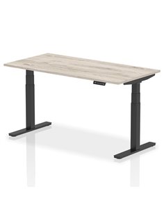 Dynamic Air 1600 x 800mm Height Adjustable Office Desk Grey Oak Top Black Leg HA01247