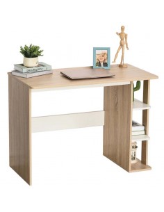 Homcom Computer Desk with 3-Tier Side Shelves and Wide Table Top, Oak
