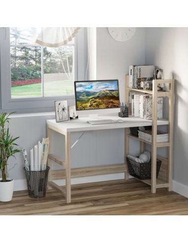Homcom Computer Desk with Shelves, White Wood Grain