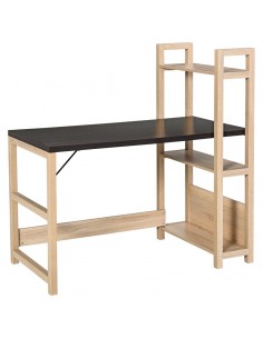 Homcom Computer Desk with Shelves, Black Wood Grain