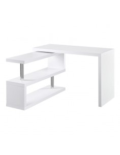 Homcom 360° Rotating L-Shaped Corner Computer Desk with Storage Shelf, White