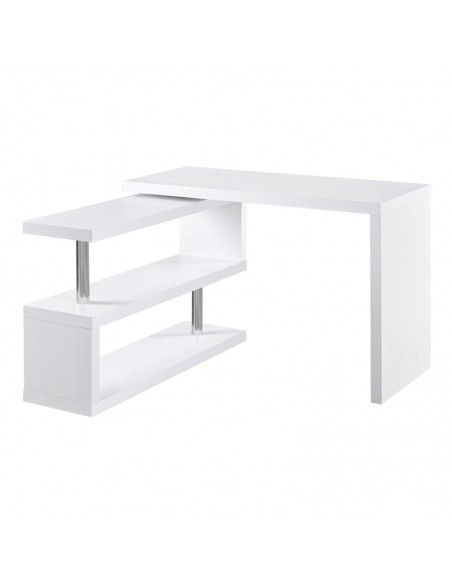 Homcom 360° Rotating L-Shaped Corner Computer Desk with Storage Shelf, White - pic 7764 | FastDaddyshop