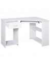 Homcom L-Shaped Corner Computer Desk with 2 Shelves, Wide Worktop Keyboard, Tray Drawer & CPU Stand, White
