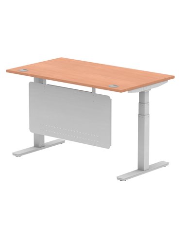 Dynamic Air Modesty 1400 x 800mm Height Adjustable Office Desk Beech Top Cable Ports Modesty Panel HA01322