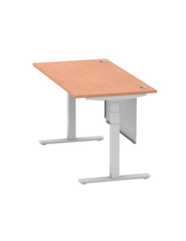Dynamic Air Modesty 1600 x 800mm Height Adjustable Office Desk Beech Top Cable Ports Modesty Panel HA01323