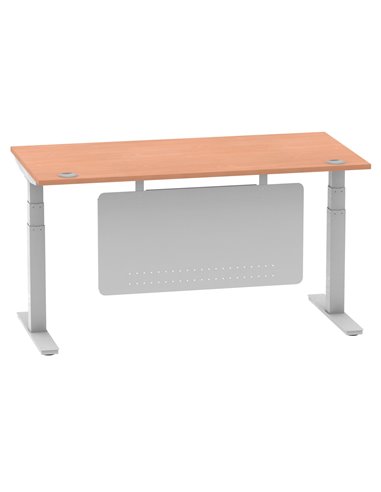 Dynamic Air Modesty 1600 x 800mm Height Adjustable Office Desk Beech Top Cable Ports Modesty Panel HA01323