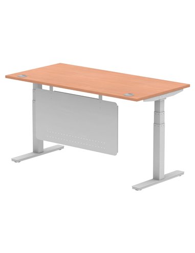 Dynamic Air Modesty 1600 x 800mm Height Adjustable Office Desk Beech Top Cable Ports Modesty Panel HA01323