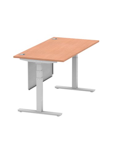 Dynamic Air Modesty 1600 x 800mm Height Adjustable Office Desk Beech Top Cable Ports Modesty Panel HA01323