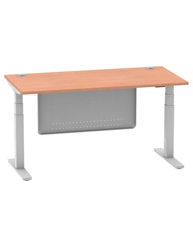 Dynamic Air Modesty 1600 x 800mm Height Adjustable Office Desk Beech Top Cable Ports Modesty Panel HA01323