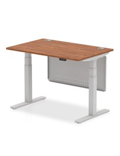 Dynamic Air Modesty 1200 x 800mm Height Adjustable Office Desk Walnut Top Cable Ports Modesty Panel HA01325