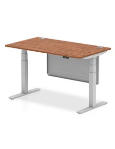 Dynamic Air Modesty 1400 x 800mm Height Adjustable Office Desk Walnut Top Cable Ports Modesty Panel HA01326