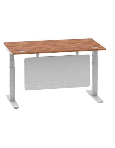 Dynamic Air Modesty 1400 x 800mm Height Adjustable Office Desk Walnut Top Cable Ports Modesty Panel HA01326