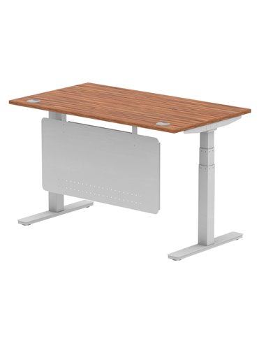 Dynamic Air Modesty 1400 x 800mm Height Adjustable Office Desk Walnut Top Cable Ports Modesty Panel HA01326