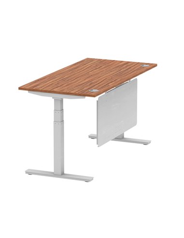Dynamic Air Modesty 1600 x 800mm Height Adjustable Office Desk Walnut Top Cable Ports Modesty Panel HA01327