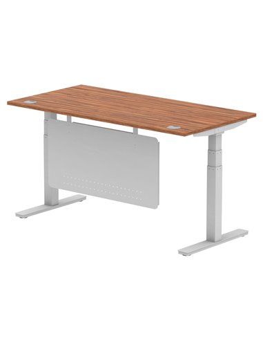 Dynamic Air Modesty 1600 x 800mm Height Adjustable Office Desk Walnut Top Cable Ports Modesty Panel HA01327