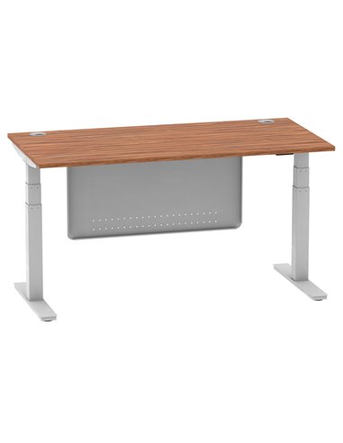 Dynamic Air Modesty 1600 x 800mm Height Adjustable Office Desk Walnut Top Cable Ports Modesty Panel HA01327