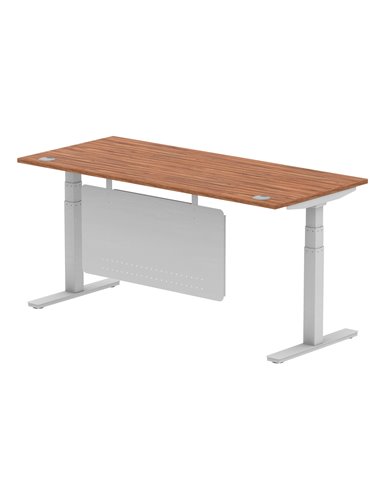 Dynamic Air Modesty 1800 x 800mm Height Adjustable Office Desk Walnut Top Cable Ports Modesty Panel HA01328