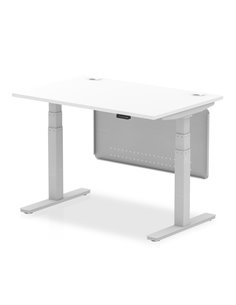 Dynamic Air Modesty 1200 x 800mm Height Adjustable Office Desk White Top Cable Ports Modesty Panel HA01329