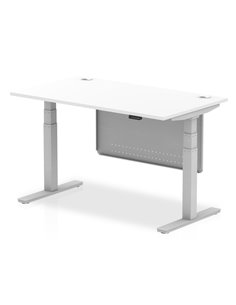 Dynamic Air Modesty 1400 x 800mm Height Adjustable Office Desk White Top Cable Ports Modesty Panel HA01330