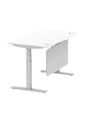 Dynamic Air Modesty 1400 x 800mm Height Adjustable Office Desk White Top Cable Ports Modesty Panel HA01330