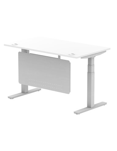 Dynamic Air Modesty 1400 x 800mm Height Adjustable Office Desk White Top Cable Ports Modesty Panel HA01330