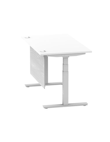 Dynamic Air Modesty 1400 x 800mm Height Adjustable Office Desk White Top Cable Ports Modesty Panel HA01330