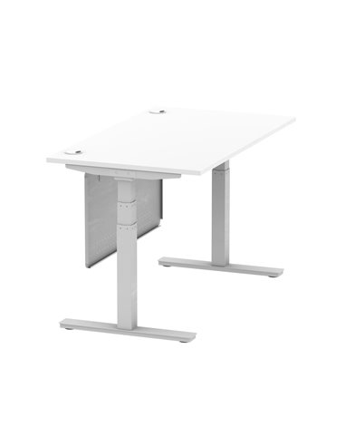Dynamic Air Modesty 1400 x 800mm Height Adjustable Office Desk White Top Cable Ports Modesty Panel HA01330