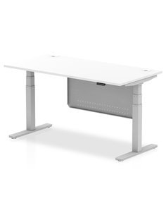 Dynamic Air Modesty 1600 x 800mm Height Adjustable Office Desk White Top Cable Ports Modesty Panel HA01331