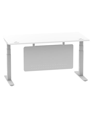 Dynamic Air Modesty 1600 x 800mm Height Adjustable Office Desk White Top Cable Ports Modesty Panel HA01331