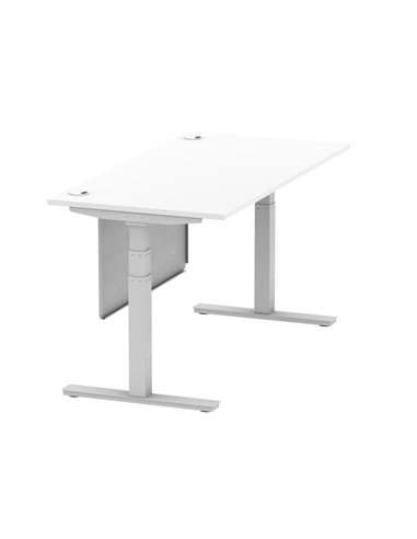 Dynamic Air Modesty 1600 x 800mm Height Adjustable Office Desk White Top Cable Ports Modesty Panel HA01331