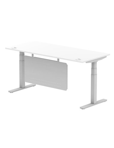 Dynamic Air Modesty 1800 x 800mm Height Adjustable Office Desk White Top Cable Ports Modesty Panel HA01332