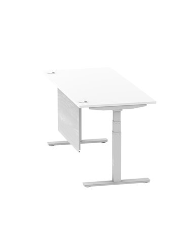Dynamic Air Modesty 1800 x 800mm Height Adjustable Office Desk White Top Cable Ports Modesty Panel HA01332