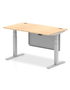 Dynamic Air Modesty 1400 x 800mm Height Adjustable Office Desk Maple Top Cable Ports Modesty Panel HA01334
